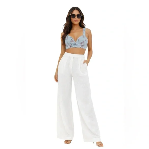 Wild Fable Women's Blue Denim Floral Women's Crop Vest Size: Large - Picture 6 of 6